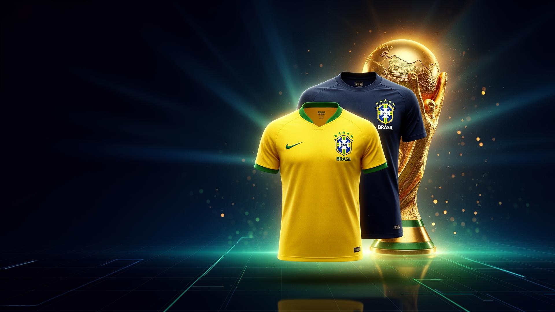 Camisas do Brasil e troféu da Copa 2026
